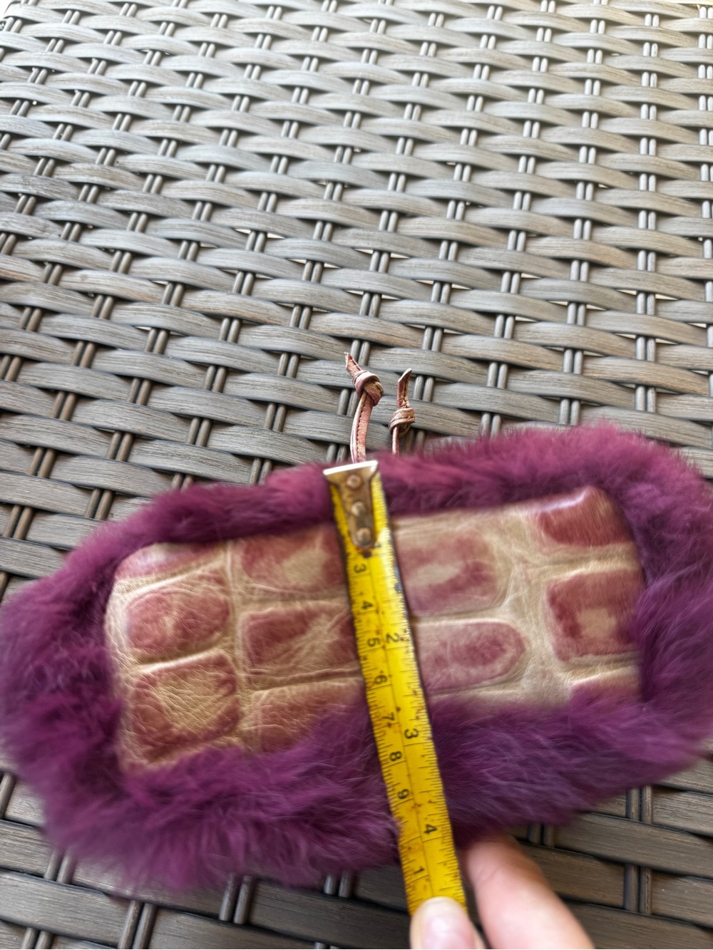Caterina Lucchi Fur Mini Handbag Made In Italy Burgundy Ring Handle Y2K - Picture 14 of 15